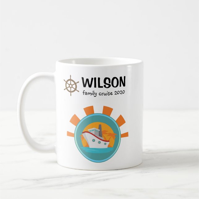 Family Cruise Vacation Travel Keepsake Coffee Mug (Left)
