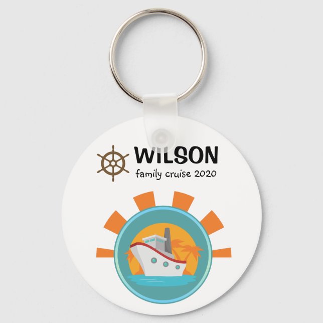 Family Cruise Vacation Travel Keepsake Keychain (Front)
