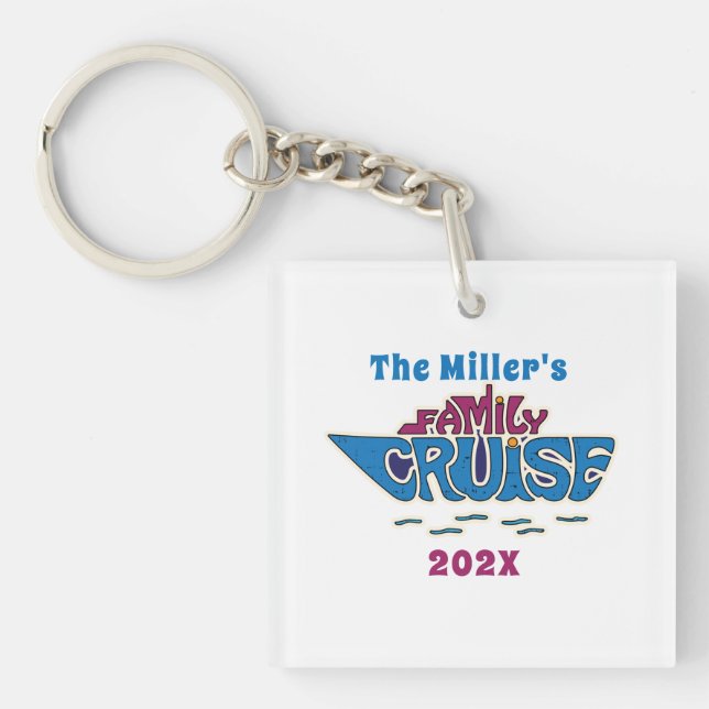 Family Cruise Word Art Custom Keychain (Front)