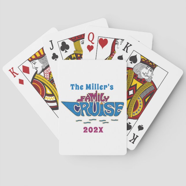 Family Cruise Word Art Custom Playing Cards (Back)