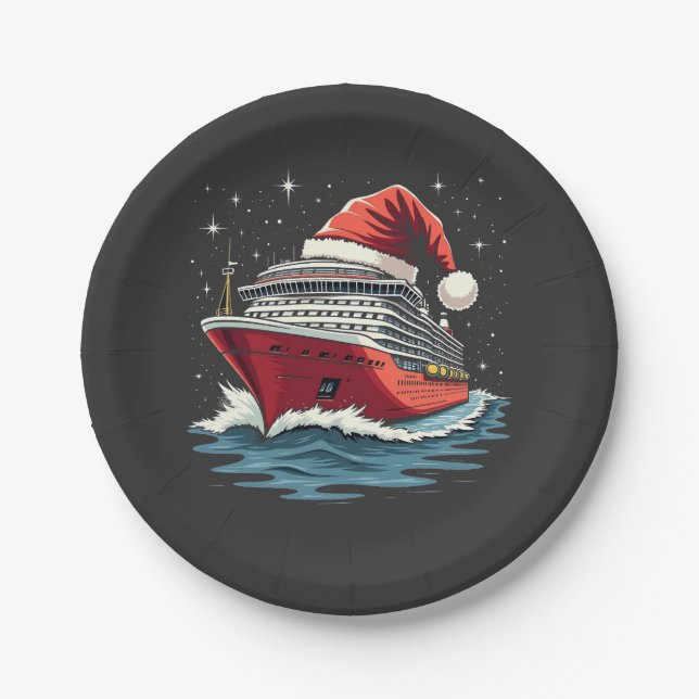 Family Cruising Cruise ship Matching Christmas  Paper Plate (Front)