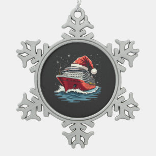 Family Cruising Cruise ship Matching Christmas Snowflake Pewter Christmas Ornament