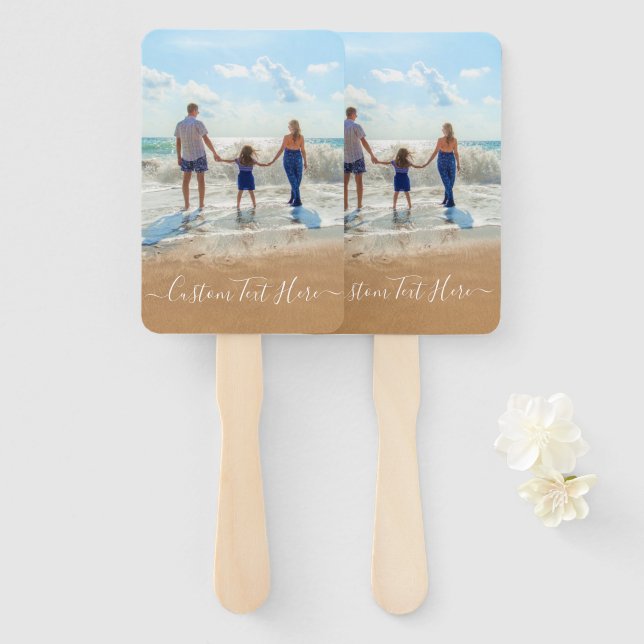 Family - Custom Photo and Text -  Your Own Design Hand Fan (Front and Back)