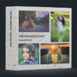 Family custom photo collage 4 pictures wood 3 ring binder<br><div class="desc">Family name, custom photo collage binder.
You can personalize this binder and add your most beautiful photos at the front.
Photo collage on rustic barn wood.</div>