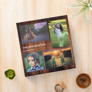 Family custom photo collage 4 pictures wood binder
