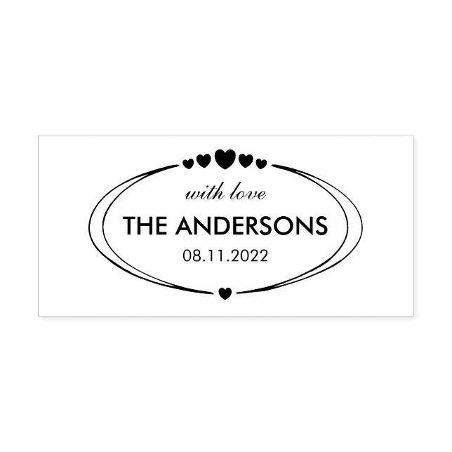 Family customizable text, with love and date self-inking stamp (Design)
