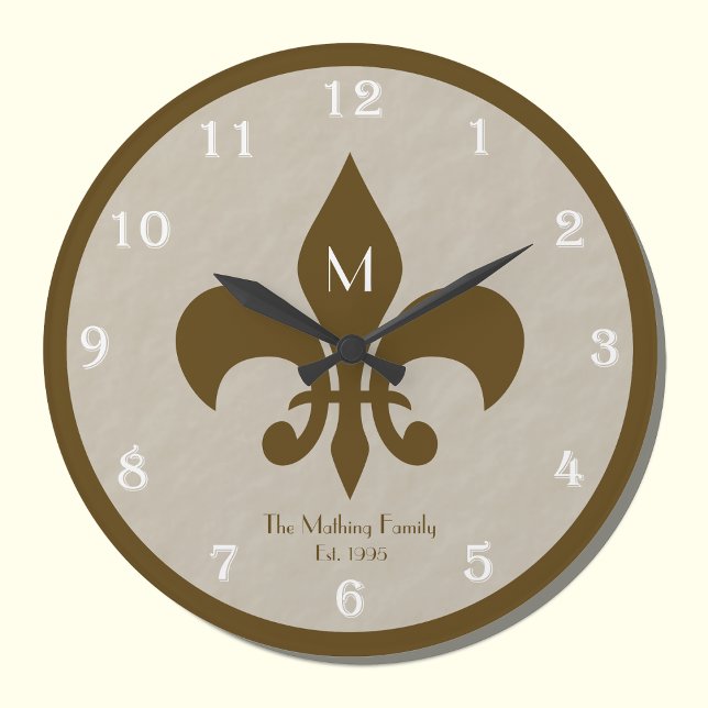 Family Customized Fleur De Lis Wall Clock (Creator Uploaded)