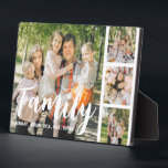 Family Customized Photo Collage Plaque<br><div class="desc">This modern family, photo collage plaque is the perfect gift for your family, featuring 4 of your favourite photographs, the text FAMILY in a fun script font, and then personalize with your names. Fantastic as a christmas, graduation, birthday or gift for any other special occassion, the font style, size and...</div>
