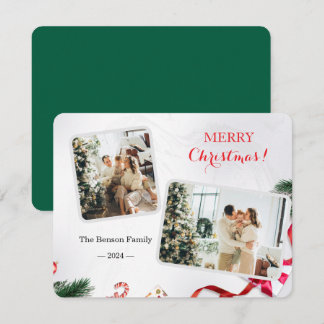 Family Cute Merry Christmas 2 Photo Holiday Card