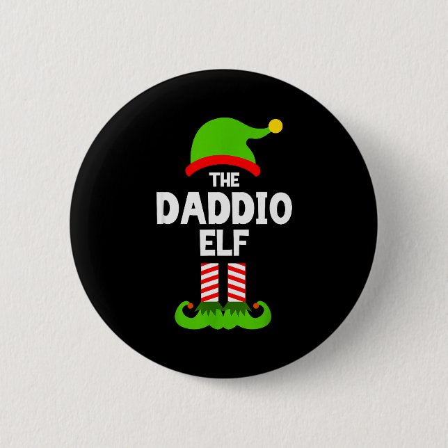 Family Daddio Elf Christmas Matching Pajama Funny  2 Inch Round Button (Front)