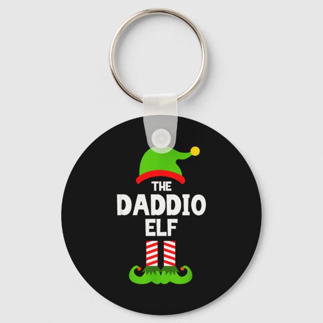 Family Daddio Elf Christmas Matching Pajama Funny  Keychain (Front)