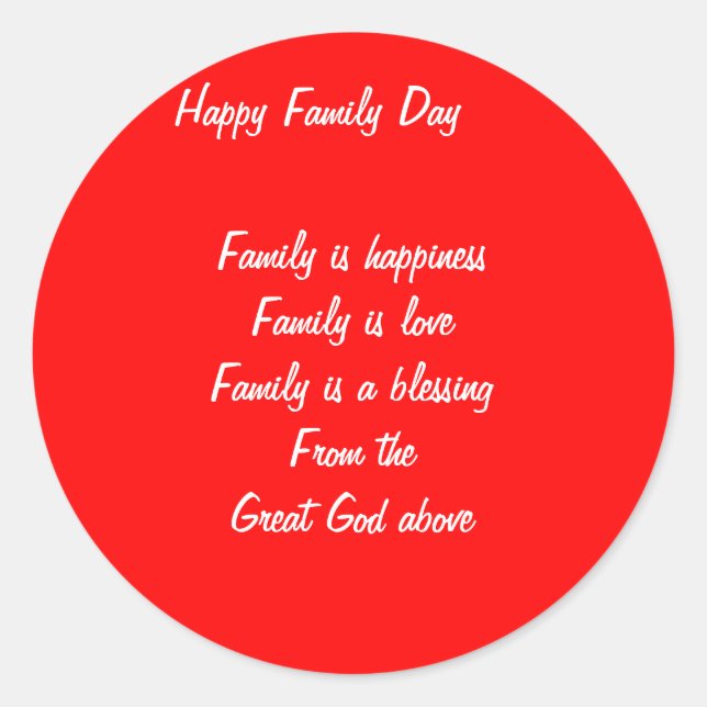 Family Day Classic Round Sticker (Front)