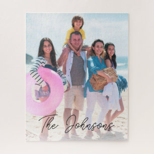 Family Day   Modern Photo Name Personalized Jigsaw Puzzle