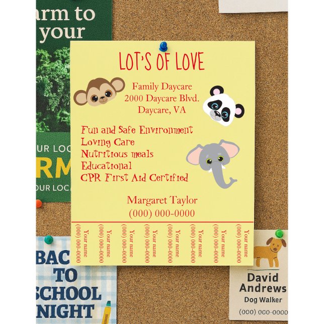 Family Daycare Jungle Animal Theme Tearaway Flyer (Creator Uploaded)