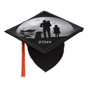 Family Days End Silhouette Against the Moon Graduation Cap Topper