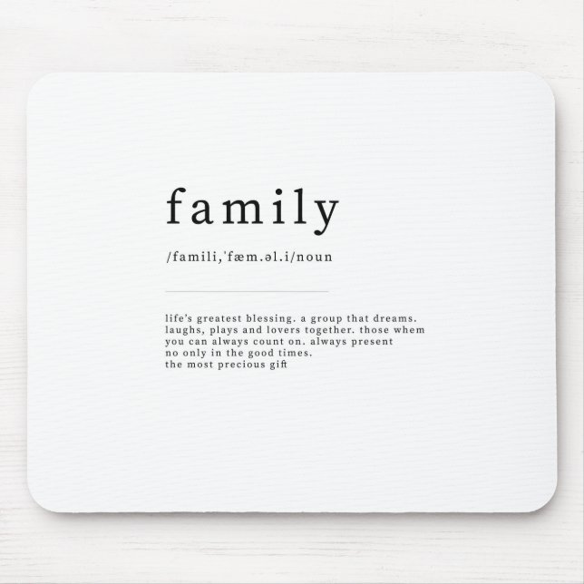 family Definition Dictionary Art Print Quotes Mouse Pad (Front)