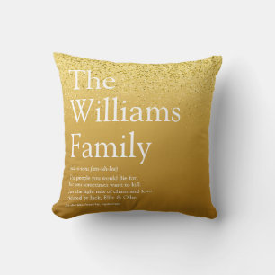 Family Definition Gold Glitter Glam Modern Fun Throw Pillow