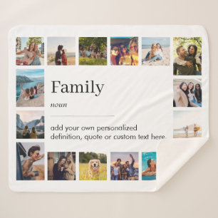 Family Definition Personalized 16 Photo Collage Sherpa Blanket