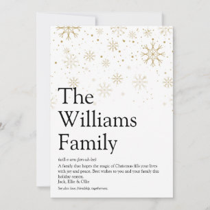 Family Definition Snowflakes Christmas Message Holiday Card
