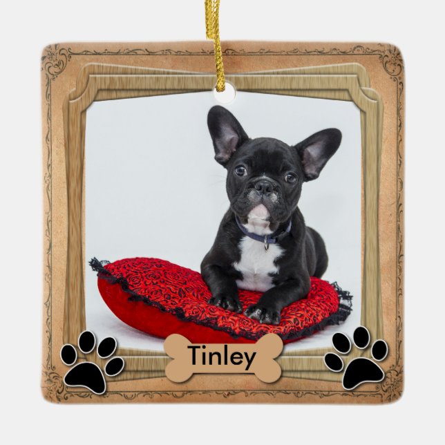 Family Dog Frame - DIY Photo Ceramic Ornament (Front)