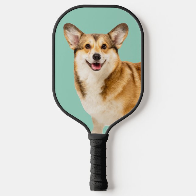 Family Dog Photo Light Teal Pickleball Paddle (Front)