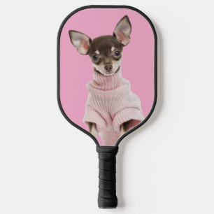 Family Dog Photo Pink Pickleball Paddle
