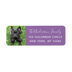 Family Dog Photo Script Purple Adresse de retour