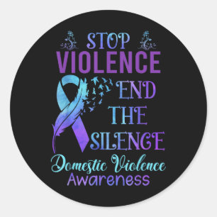 Family Domestic Violence Awareness Purple Ribbon Classic Round Sticker