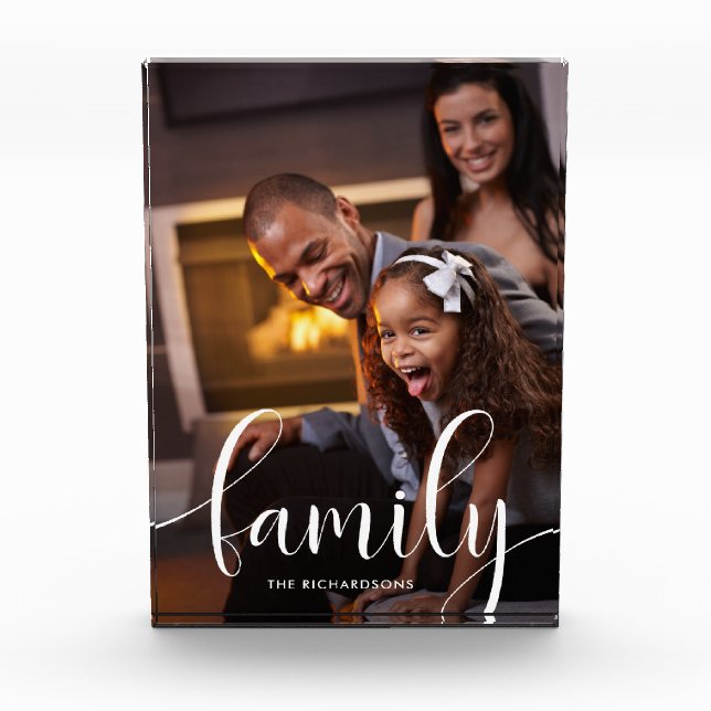 Family | Elegant and Whimsical Script Photo Block (Front)