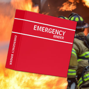 Family Emergency Red Starburst  3 Ring Binder