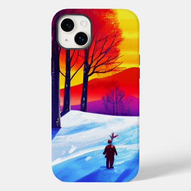 Family Enjoying a Winter Sunset Walk Case-Mate iPhone Case (Back)
