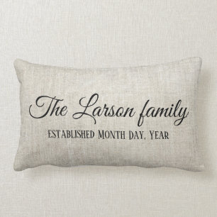 Family Established Date on linen look personalize Lumbar Pillow