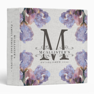Family Established Monogram Purple Floral Recipe Binder
