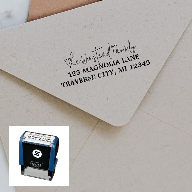 Family Fancy Return Address Self-inking Stamp (Creator Uploaded)