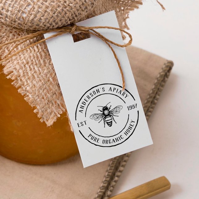 Family Farm Apiary Rustic Round Honey Stamp (Rubber Stamp Mock-up)