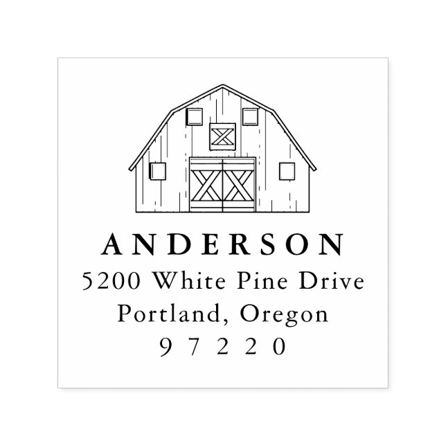 Family Farm Barn Return Address Self-inking Stamp (Design)