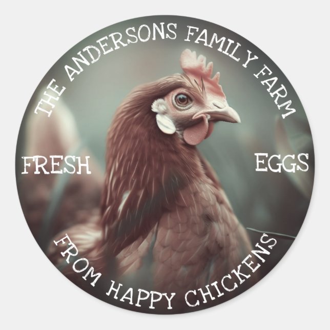 Family Farm Custom Funny Chicken Photo Template Classic Round Sticker (Front)