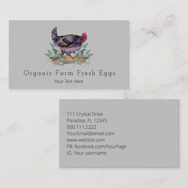 Family Farm Fresh Eggs Chickens Organic Gardening  Business Card (Front/Back)