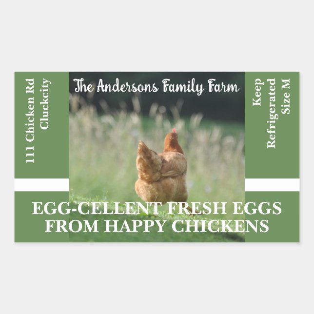 Family Farm Funny Chicken Photo Template Green Sticker (Front)