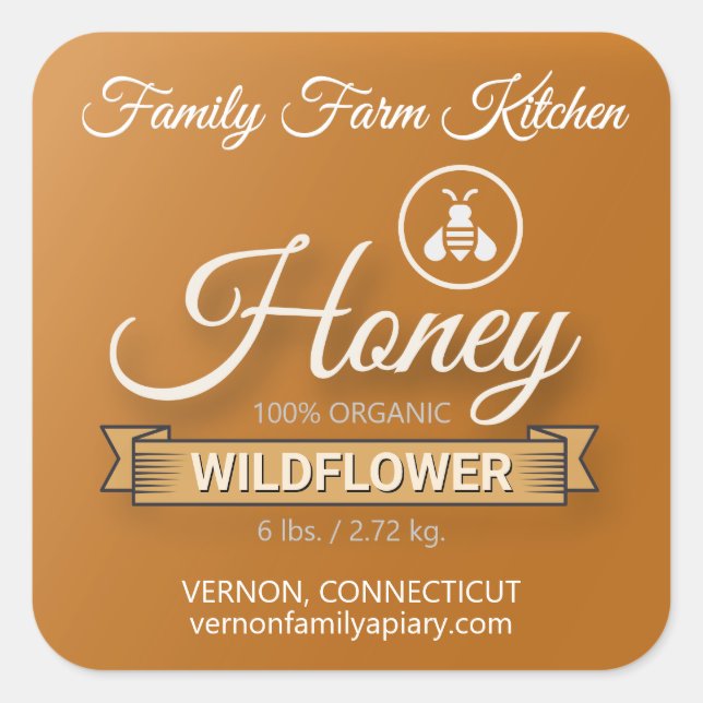 Family Farm Kitchen Amber Honey Jar Square Sticker (Front)