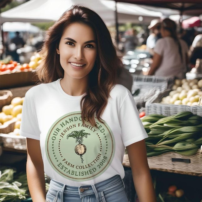 Family Farm Produce Label  Turnip on Green Logo  T-Shirt (Creator Uploaded)