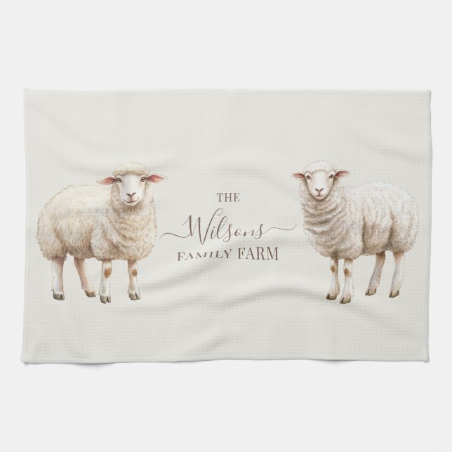Family Farm Rustic Sheep  Kitchen Towel (Horizontal)