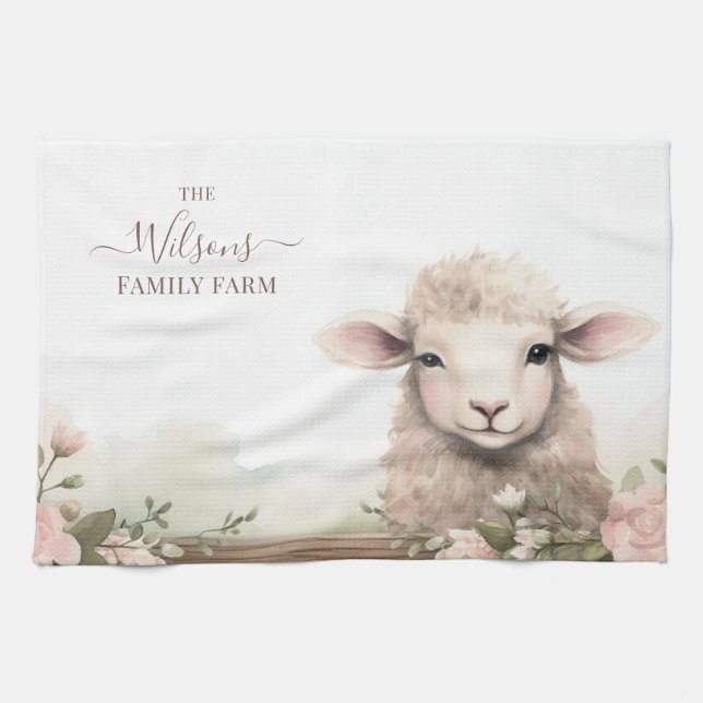 Family Farm Rustic Sheep  Kitchen Towel (Horizontal)