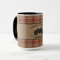 Family Farmhouse Tractor Red Plaid Burlap Big