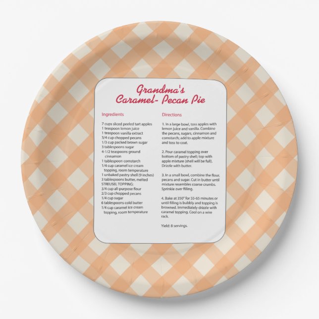 Family Favourite Recipe - Pie Paper Plate (Front)