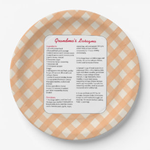 Family Favourite Recipe Retro - Lasagna Paper Plate