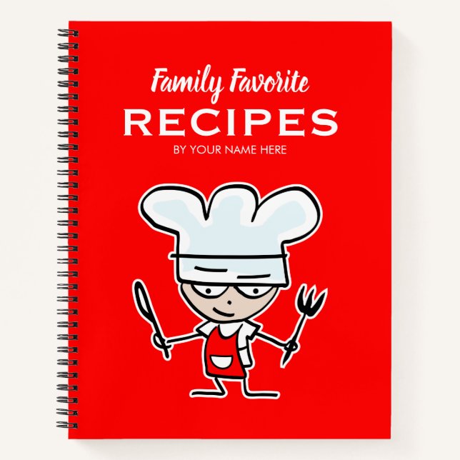 Family favourite recipes organizer fun cartoon che notebook (Front)