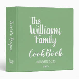 Family favourite recipes sage green cookbook binder