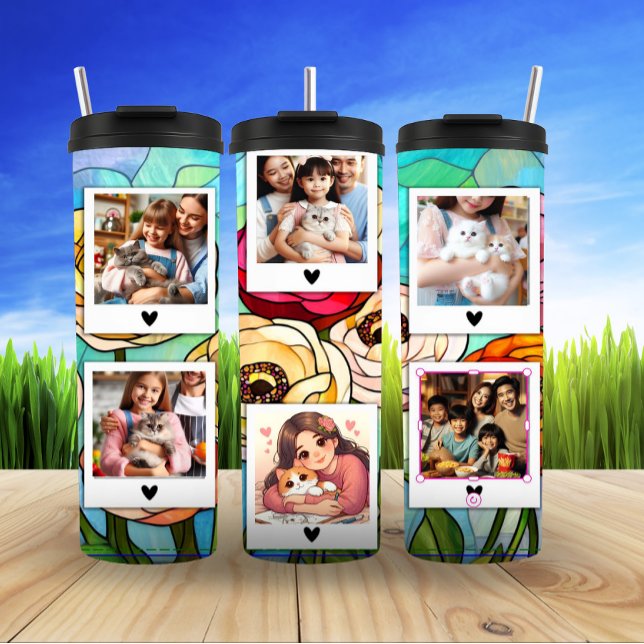 Family & Feline Photo Frame Thermal Tumbler (Creator Uploaded)