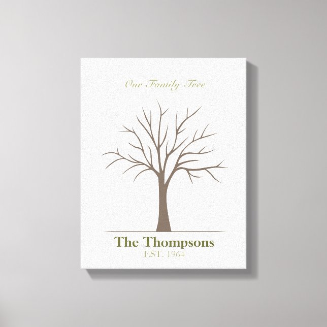 Family Fingerprint Tree Canvas Print (Front)
